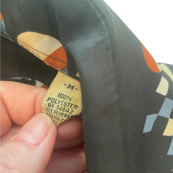 Quintessa 70s Shirt Mens Medium Casual Geometric Long Sleeves Button Down Black - Picture 10 of 11